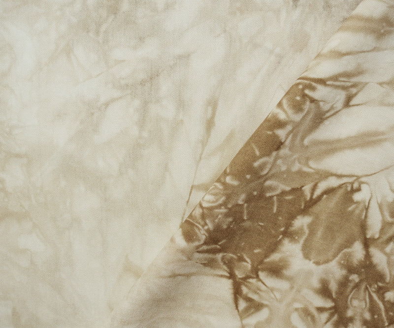 Brown-Beige Rayon Tie Dye Printed Twill Woven Fabric - Image 2