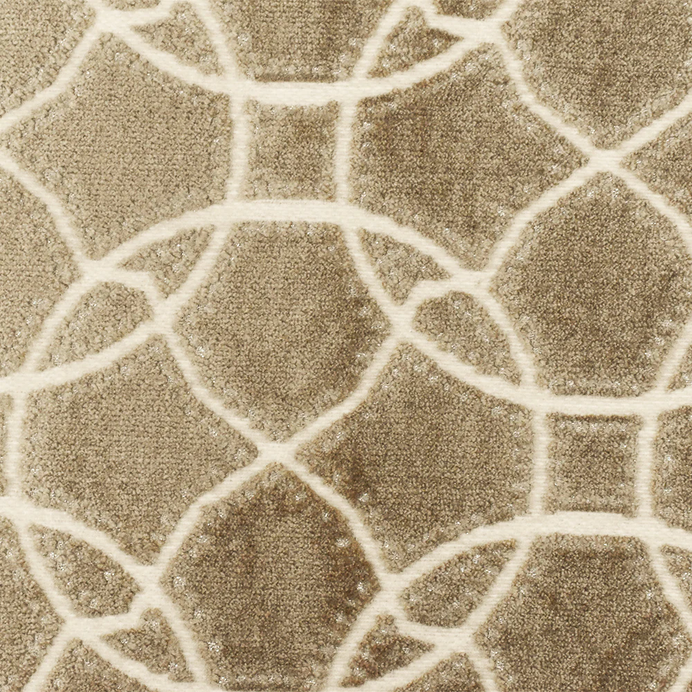 Brown-Beige-Silver Abstract Trellis Pile Velvet Jacquard Decorating Fabric