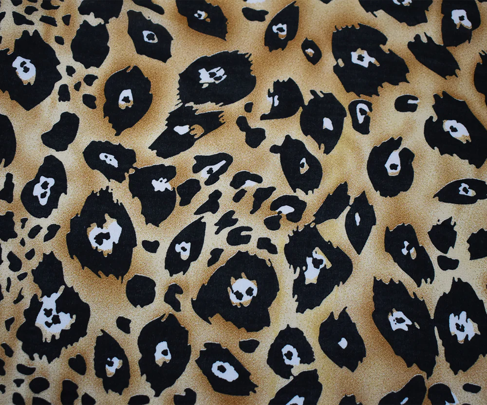 Brown-Black-White Abstract Leopard Printed Poly Chiffon Woven Fabric - Image 3