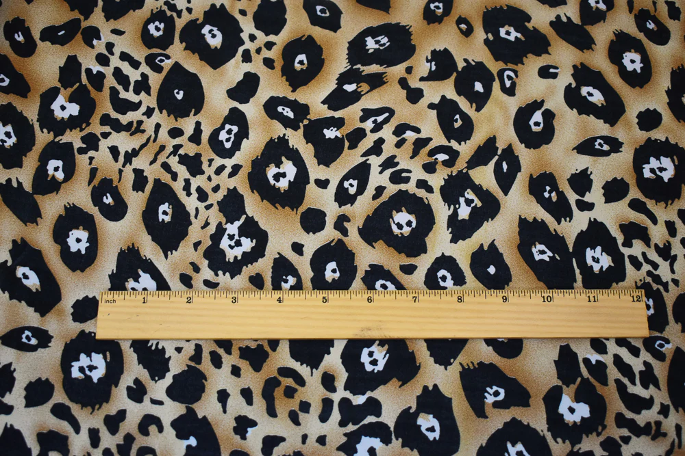 Brown-Black-White Abstract Leopard Printed Poly Chiffon Woven Fabric - Image 4