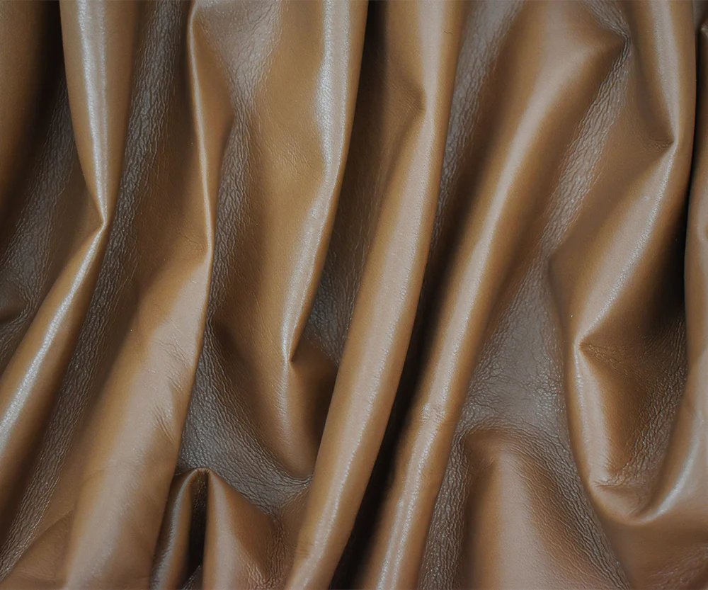 Brown Famous Maker Solid Recycled Leather and Polyurethane Blend Fabric - Image 2