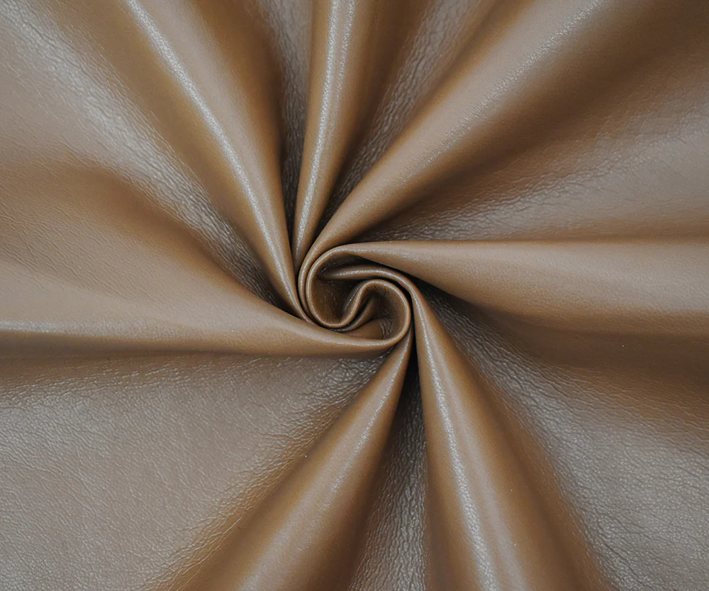 Brown Famous Maker Solid Recycled Leather and Polyurethane Blend Fabric - Image 3