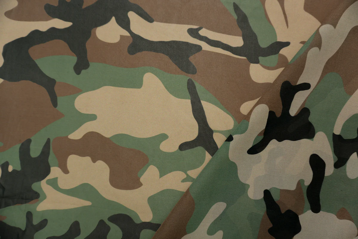 Brown-Green-Multi Silk Camo Printed Chiffon Woven Fabric - Image 3