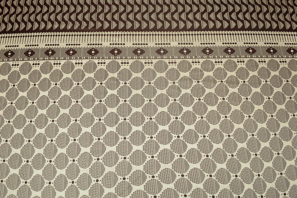 Brown-Ivory Dot Striped Pattern Printed Stretch Silk Jersey Knit Fabric - Image 2