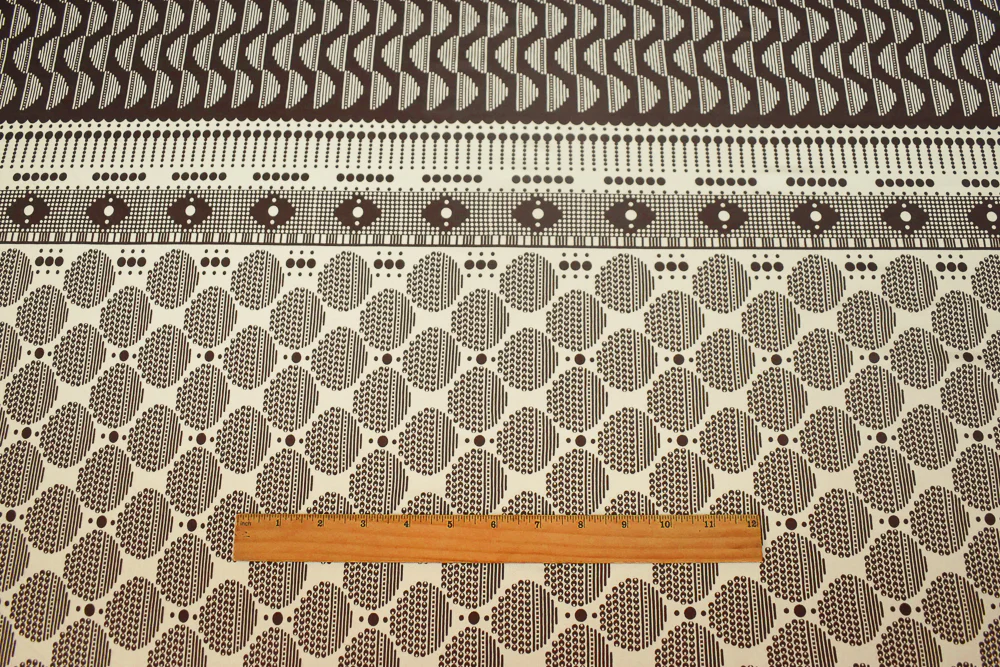Brown-Ivory Dot Striped Pattern Printed Stretch Silk Jersey Knit Fabric - Image 3