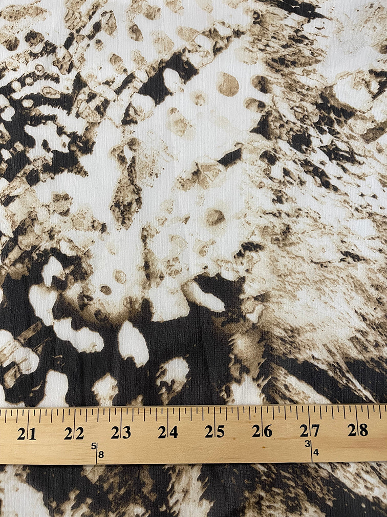 Brown Multi Crinkled Print Chiffon Fabric - Image 3