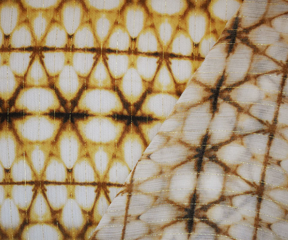 Brown-Multi Famous Designer Prism Crinkled Georgette Fabric - Image 2
