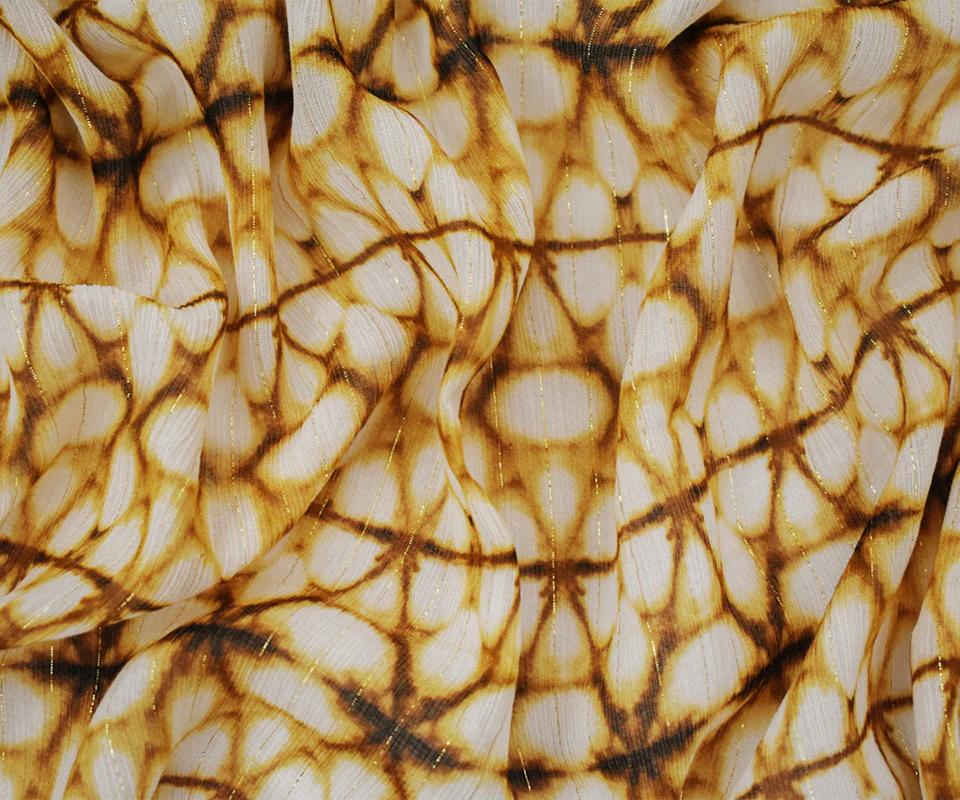 Brown-Multi Famous Designer Prism Crinkled Georgette Fabric - Image 3