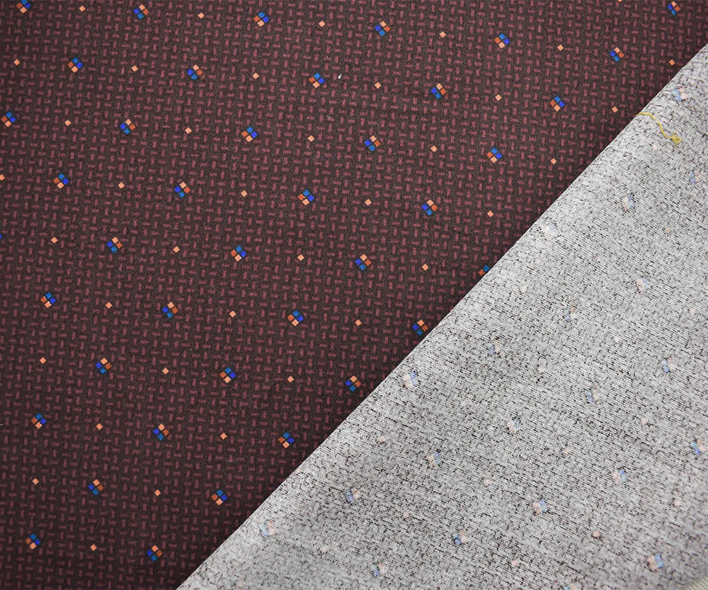Brown-Multi Japanese Abstract Mico Geometric Printed Sateen Woven Fabric - Image 2
