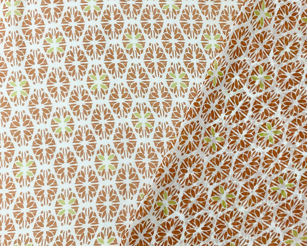 Brown-Multi Poly Abstract Floral Tile Print Chiffon Woven Fabric - Image 2