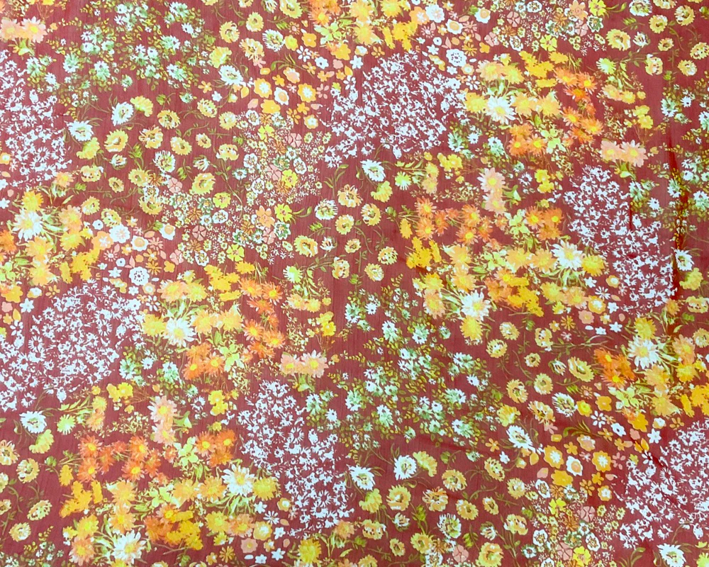 Brown-Multi Poly Floral Printed Crinkle Yoryu Chiffon Woven Fabric - Image 3