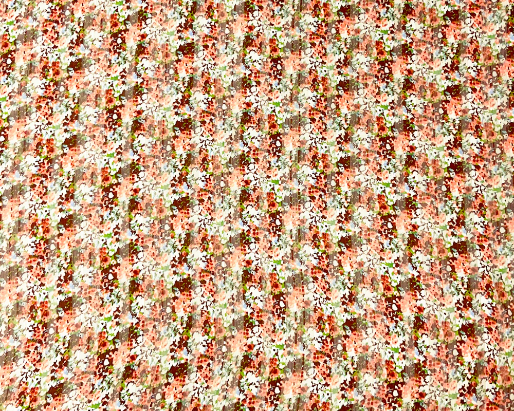 Brown-Multi Poly Floral Printed Satin Stripe Chiffon Woven Fabric - Image 3