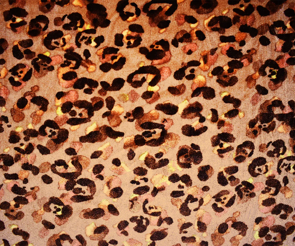 Brown-Orange-Multi Poly Leopard Printed Velvet Knit Fabric - Image 3