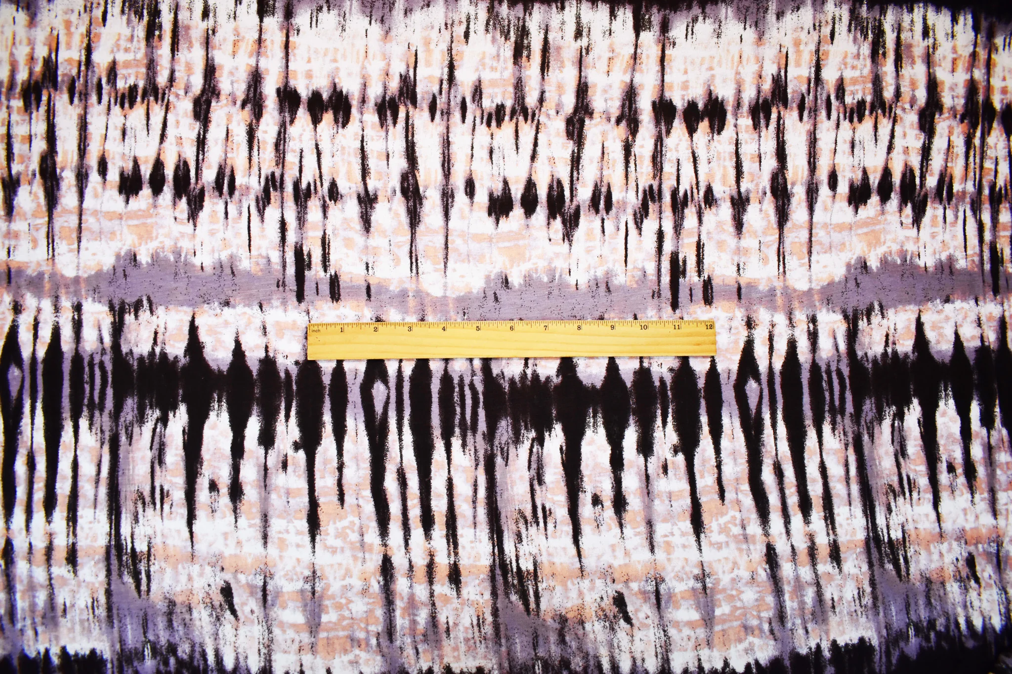 Brown-Purple-Multi Rayon Tie Dye Printed Jersey Knit Fabric - Image 4