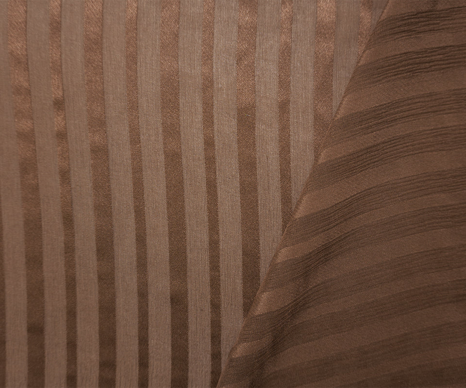 Brown Silk Vertical Stripe Chiffon-Satin Woven Fabric - Image 2