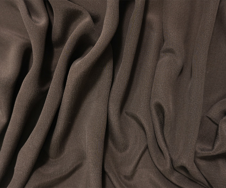 Brown Silk Washed Crepe De Chine Woven Fabric - Image 3