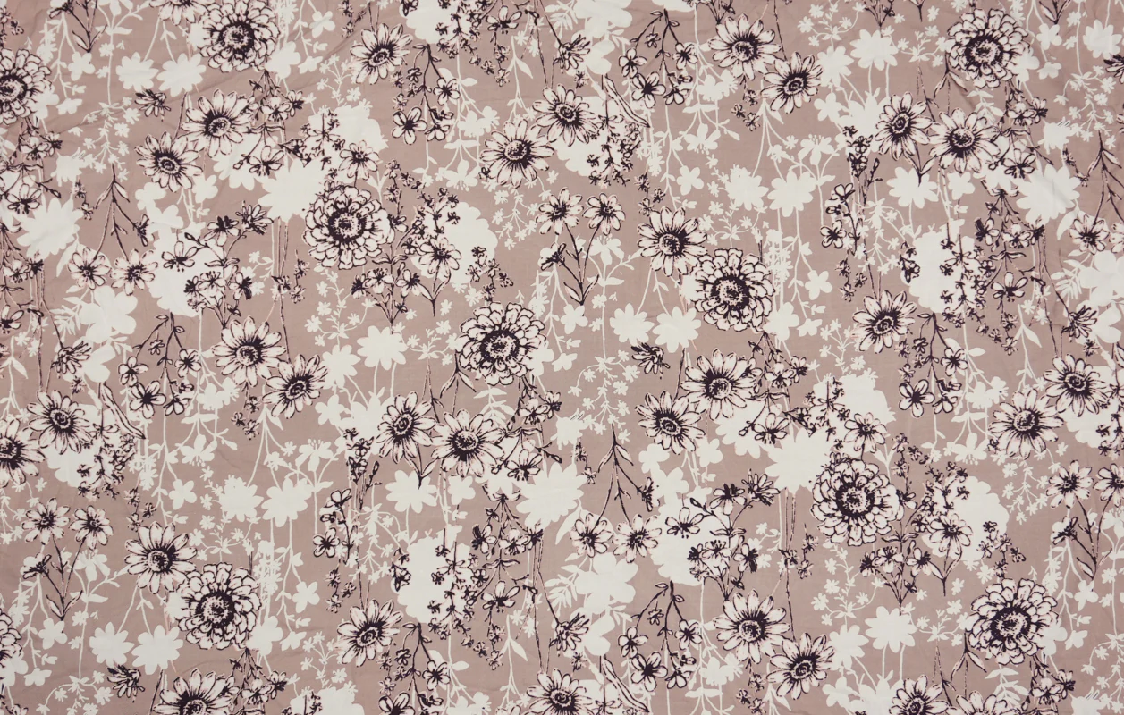 Brown-White-Multi Rayon Floral Printed Challis Woven Fabric - Image 2