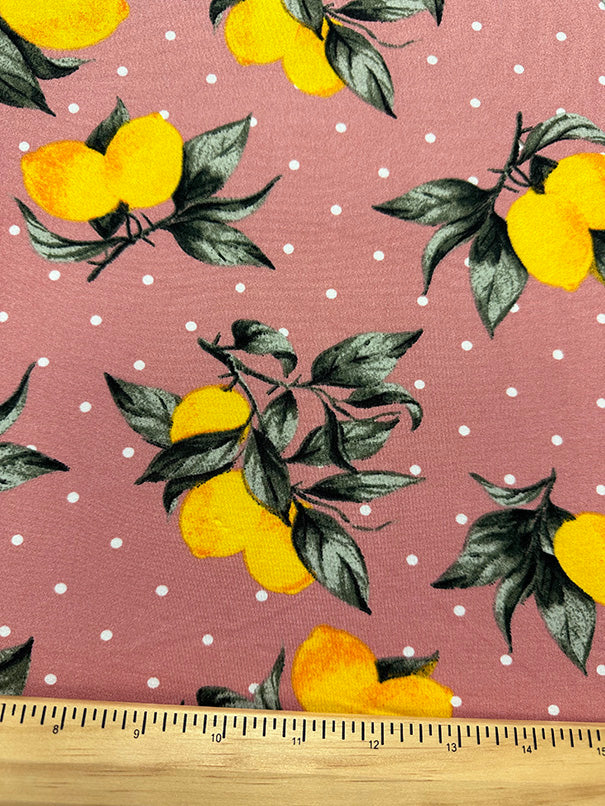 Carnation Lemon Polka Dot Print Double Brushed Jersey Knit Fabric - Image 2