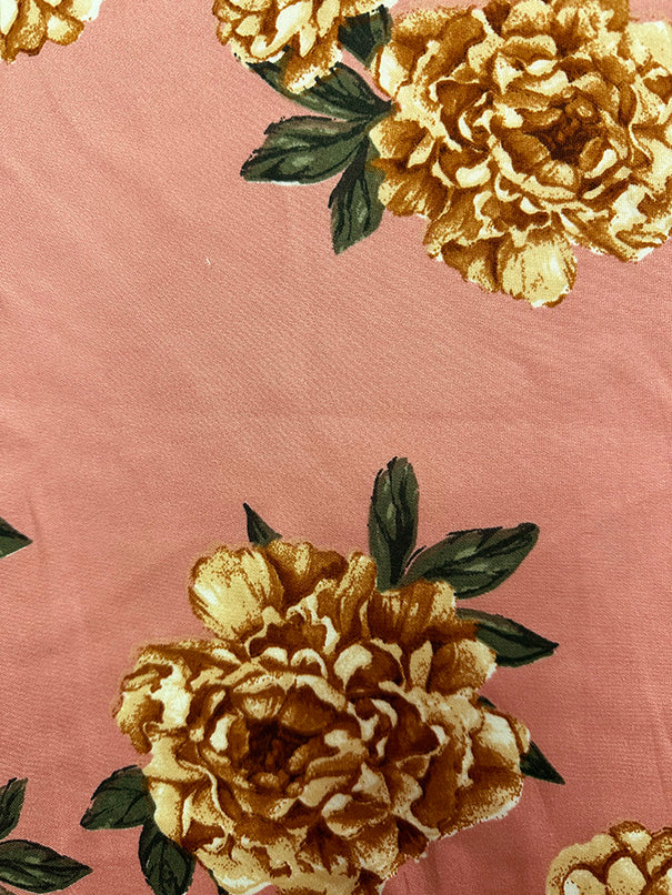 Carnation Multi Floral Print Scuba Knit Fabric - Image 2