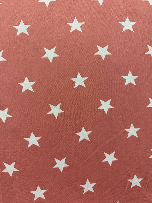 Carnation Star Print Double Brushed Jersey Knit Fabric - Image 2