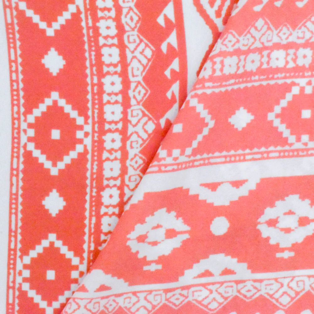 Carol Pink-Ivory Aztec Printed Polyester Georgette Woven Fabric - Image 4