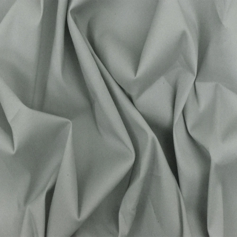 Cement Gray Solid Stretch Cotton Blend Broadcloth Woven Fabric - Image 2
