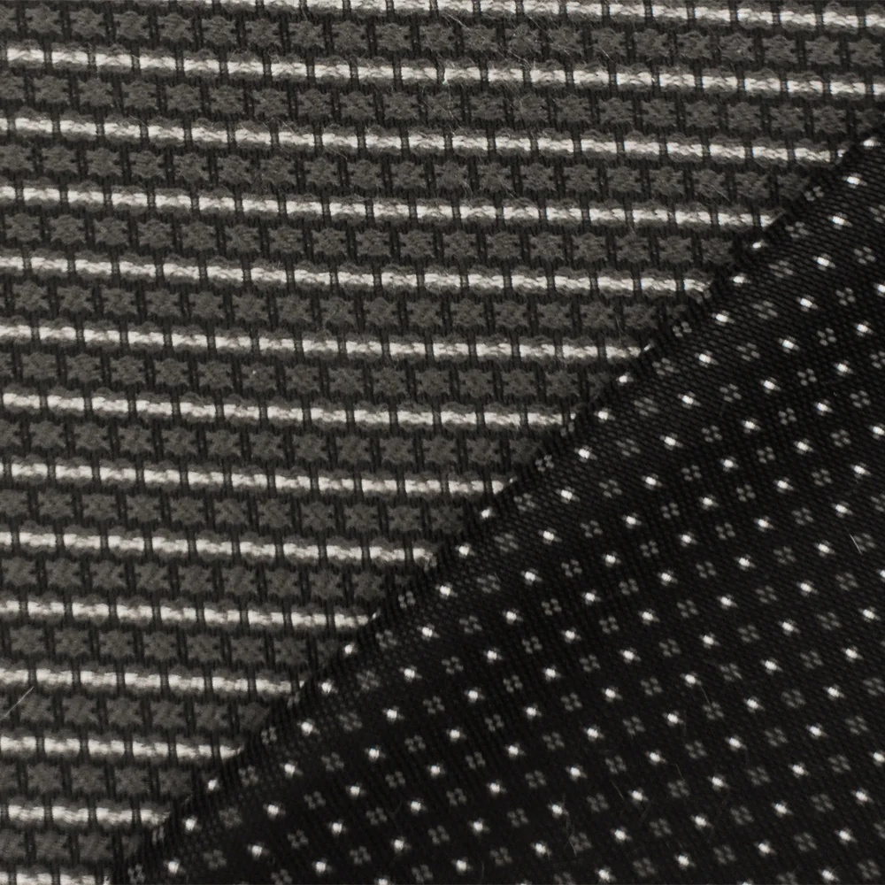 Charcoal Gray-Black Stripe Poly Acrylic Reversible Dobby Woven Fabric