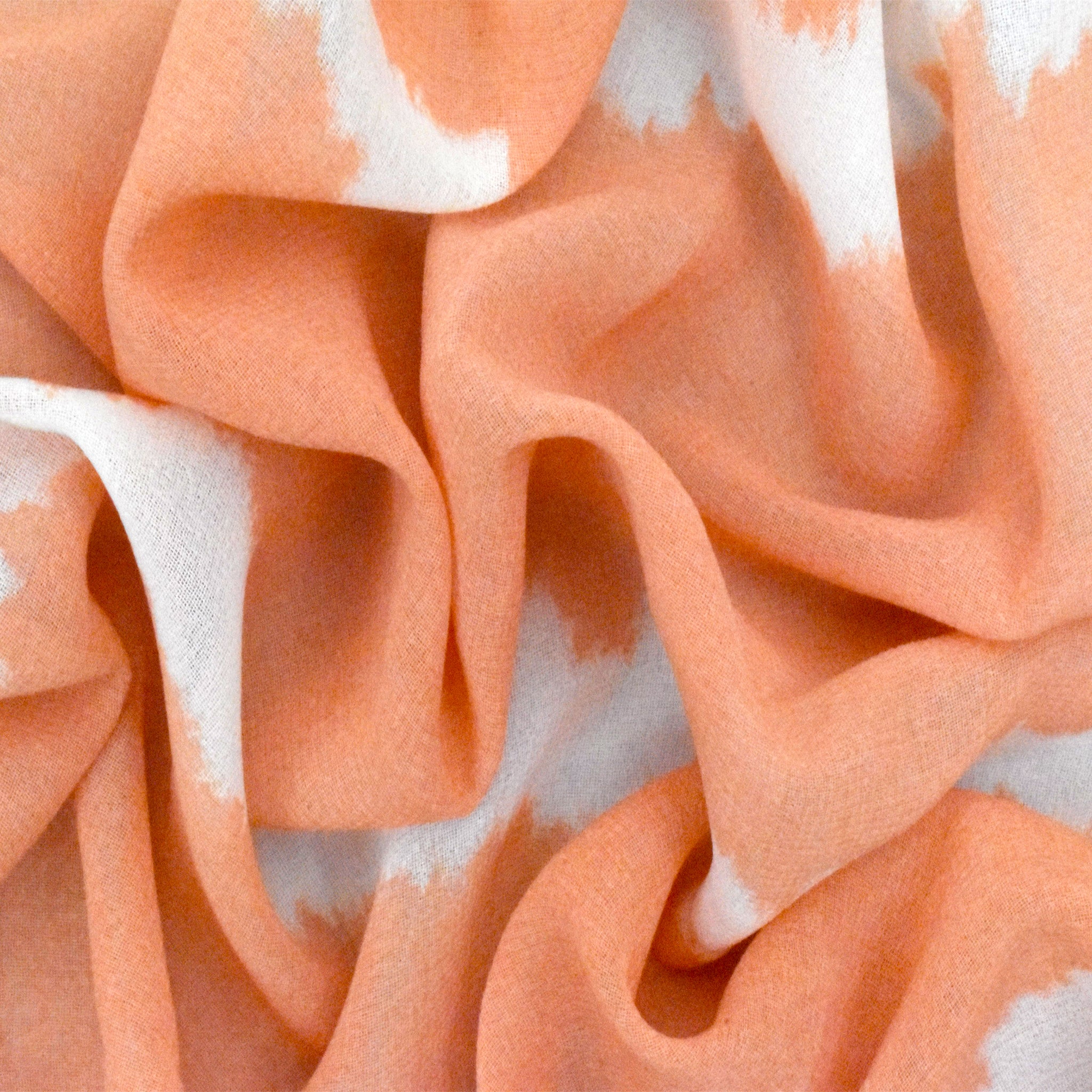 Citrus Orange-Ivory Tie Dye Printed Poly Chiffon Woven Fabric - Image 2