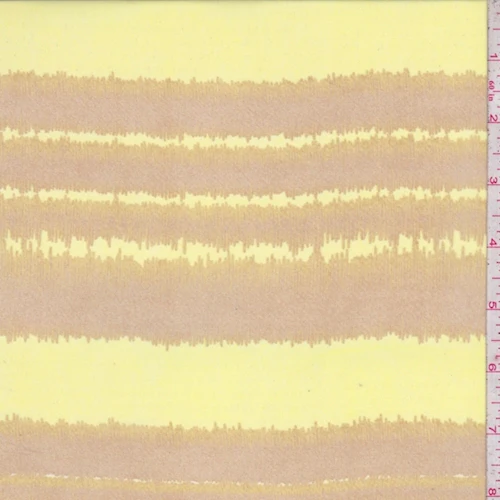 Citrus Yellow/Tan Scribble Stripe Georgette Fabric