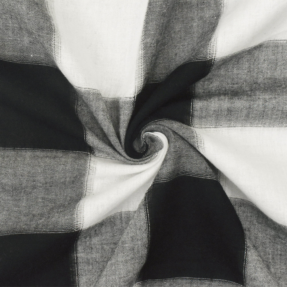 Classic Black-White Check Cotton Warp Gap Woven Fabric - Image 2