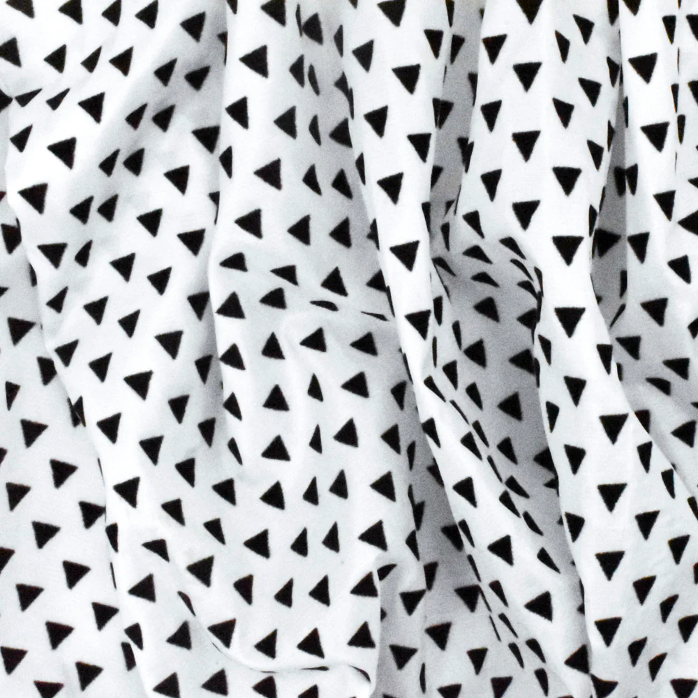 Classic Black-White Velvet Flocked Triangle Printed Ripstop Woven Fabric - Image 3