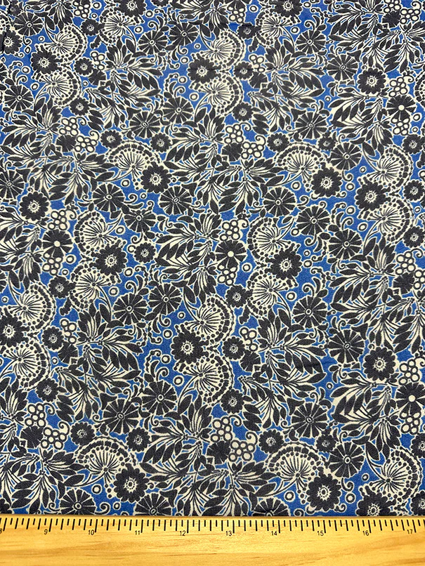 Cobalt Floral Print Poly Georgette Fabric - Image 2
