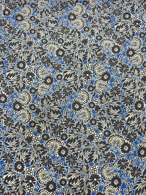 Cobalt Floral Print Poly Georgette Fabric - Image 3