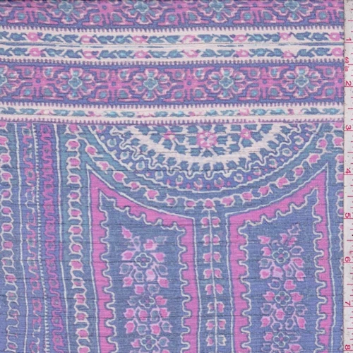 Cobalt/Fuchsia Medallion Silk Chiffon Fabric