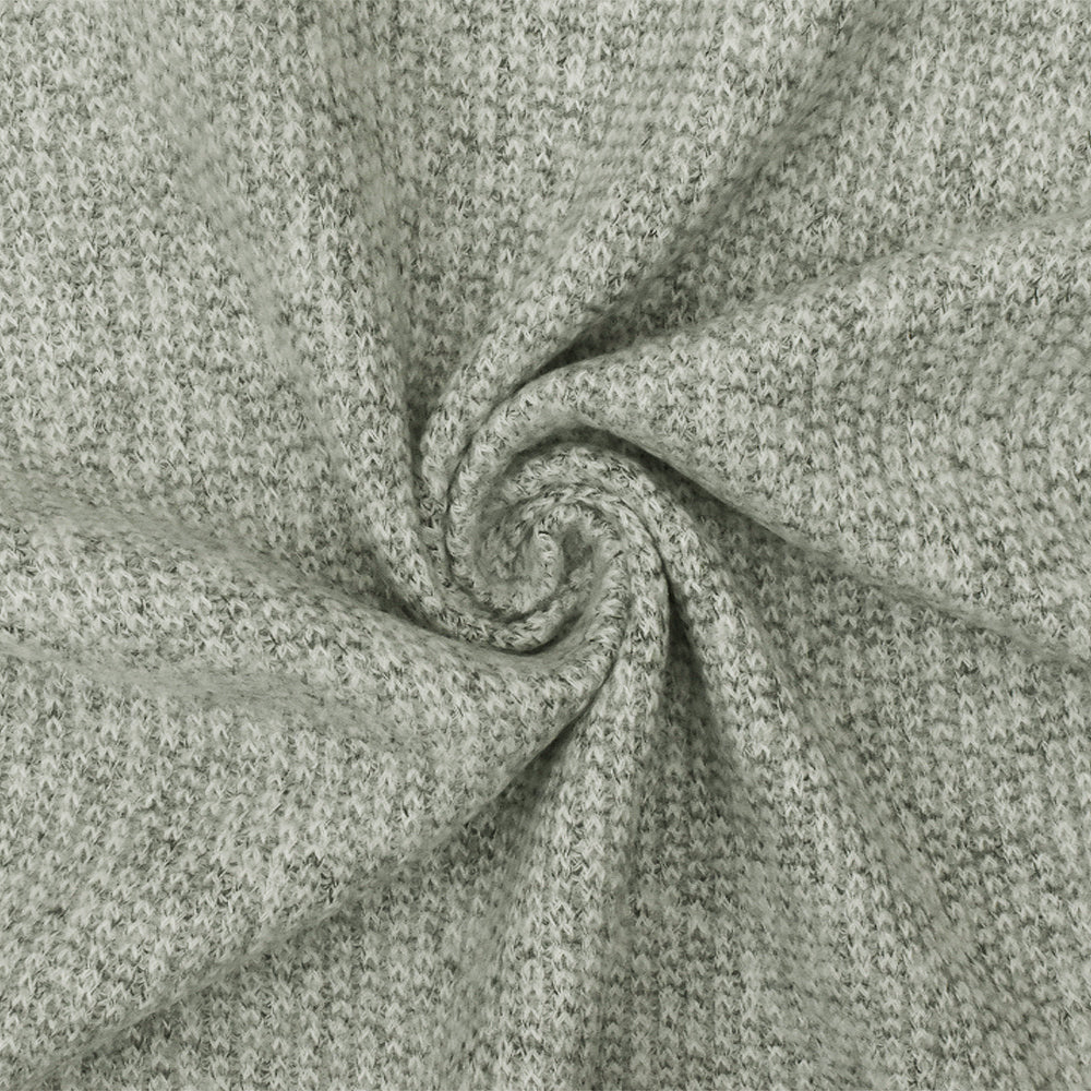 Cold Gray-Ivory-Black Texture Stretch Polyester Brushed Sweater Knit Fabric