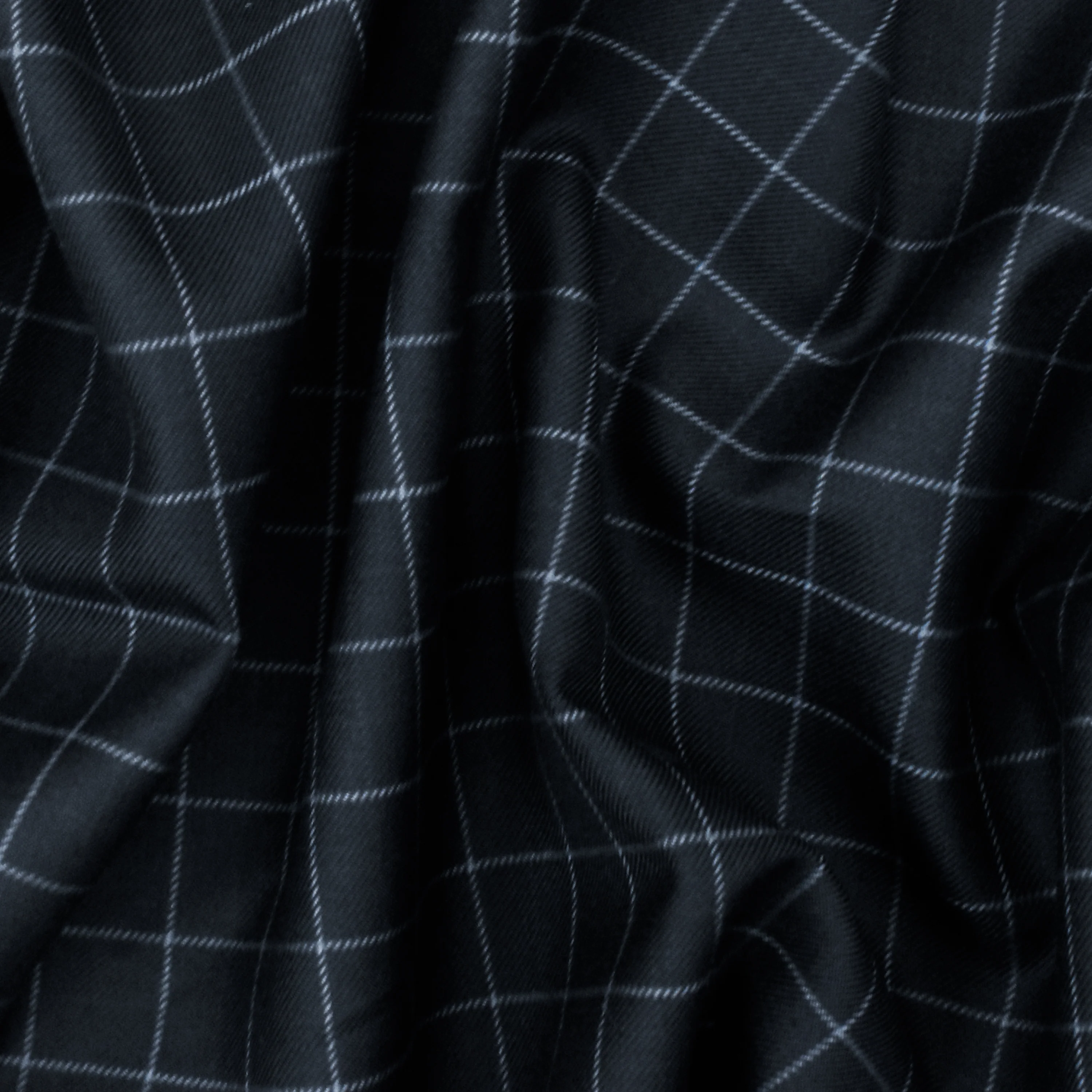 Cold Navy-Gray-Multi Check Wool-Poly Twill Woven Suiting Fabric - Image 3