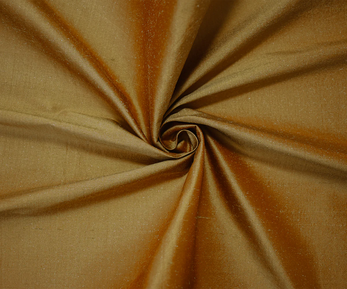 Copper Brown-Beige Silk Iridescent Dupioni Woven Fabric - Image 3