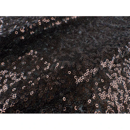 Copper Brown Sequin Mesh Fabric - Image 5