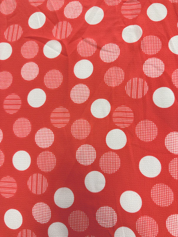 Coral and White Dot Georgette Fabric - Image 3