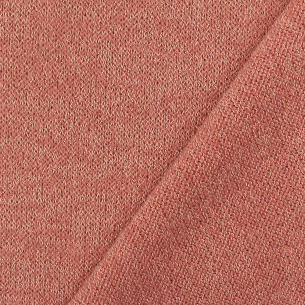 Coral Beach Pink-White Texture Stretch Poly Jersey Knit Fabric - Image 2