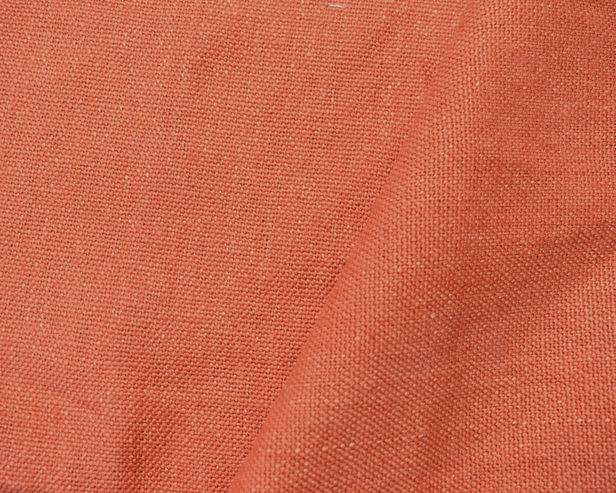 Coral Orange Linen Convington Slub Canvas Woven Fabric - Image 2