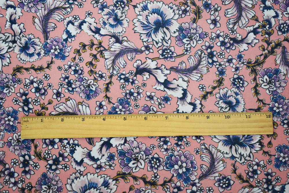 Coral Orange-Pink-Multi Floral Printed Pebble Chiffon Woven Fabric - Image 5