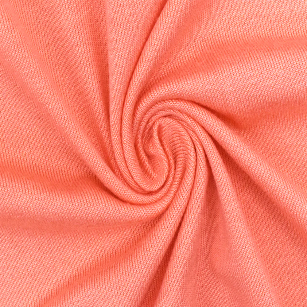 Coral Orange Stretch Rayon Slub Jersey Knit Fabric