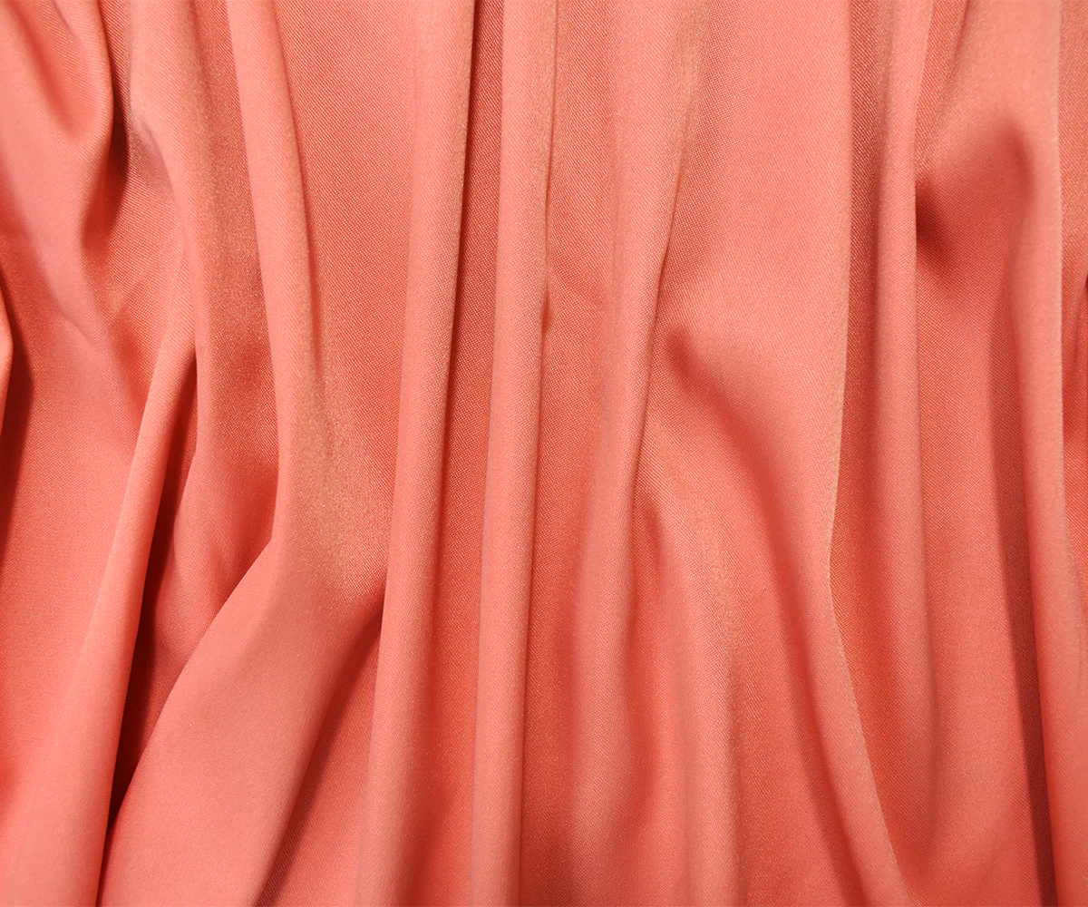 Coral Pink Poly Stretch Spandex Lamour Solid Satin Woven Fabric - Image 3