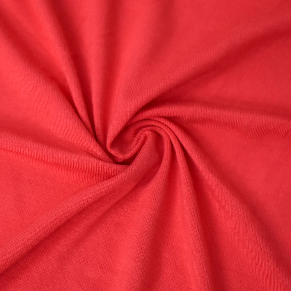 Coral Red Bamboo Stretch Spandex Solid Jersey Knit Fabric