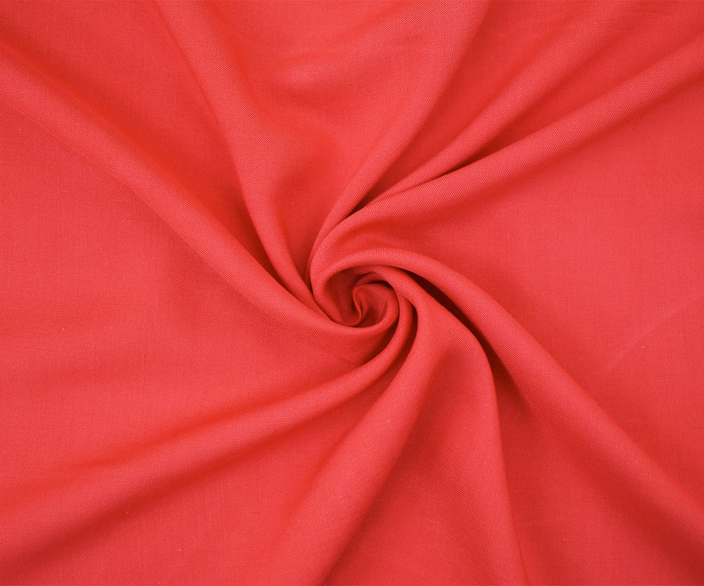 Coral Red Solid Rayon Challis Woven Fabric - Image 3