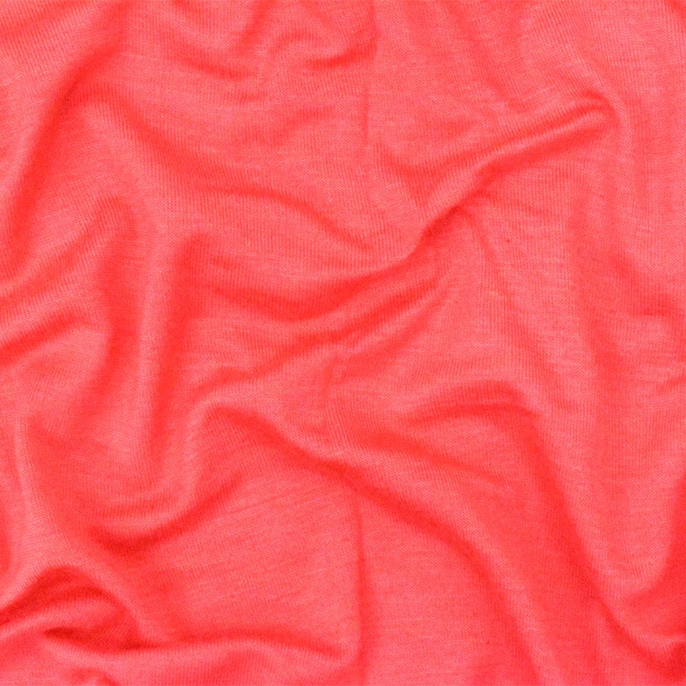 Coral Red Solid Stretch Rayon Jersey Knit Fabric - Image 2