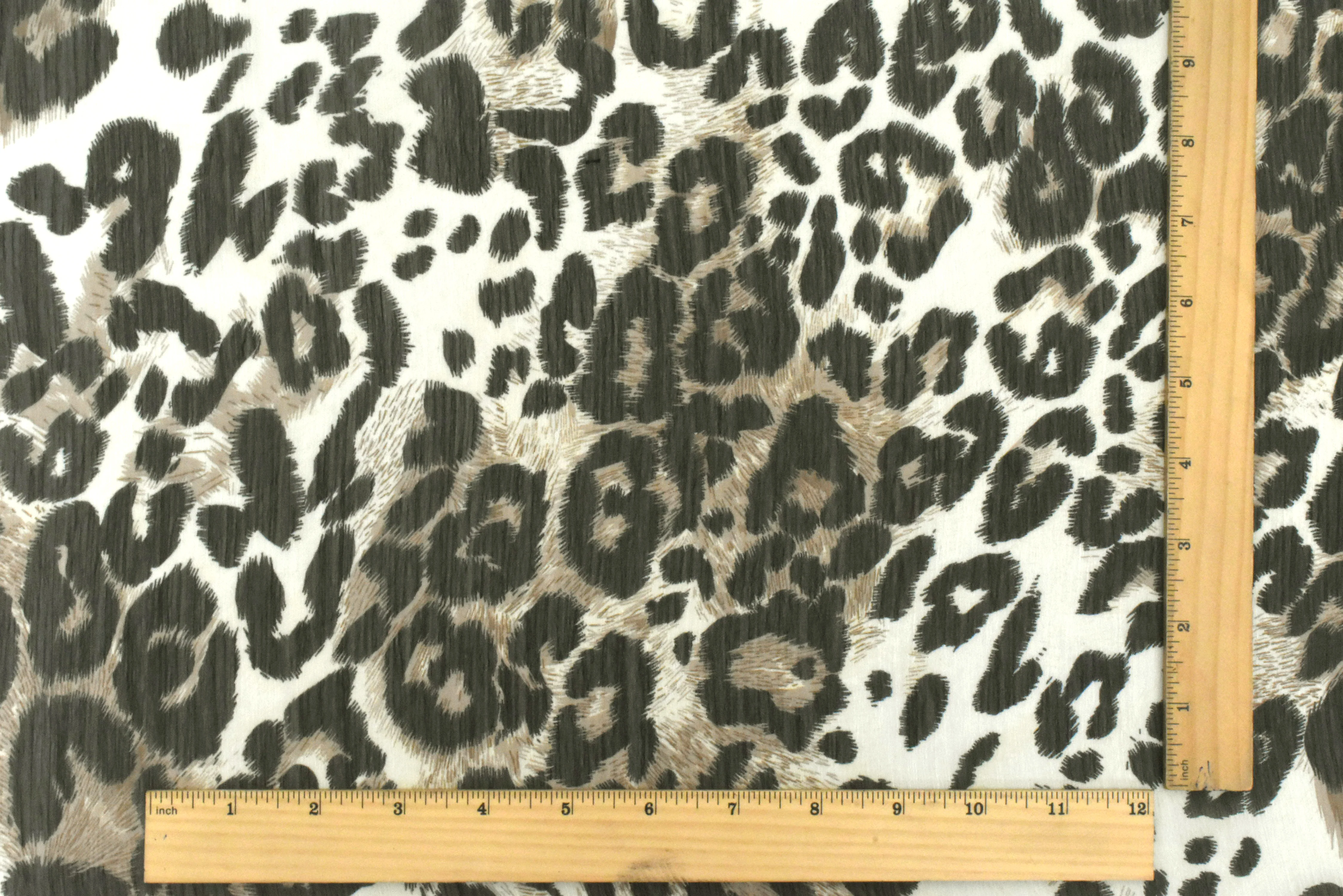 Cream Beige-Black-Multi Cheetah Printed Poly Yoryu Chiffon Woven Fabric - Image 5