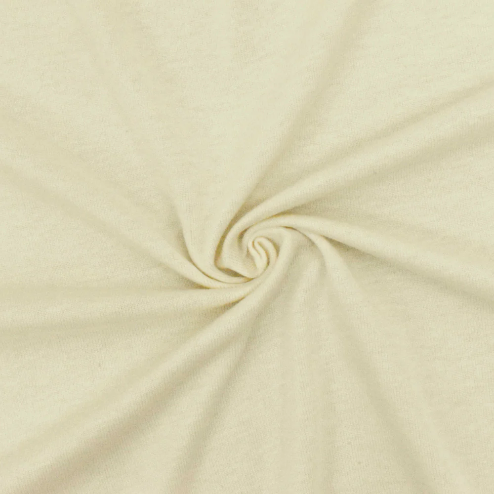 Cream Ivory Solid Stretch 1x1 Rib Knit Fabric