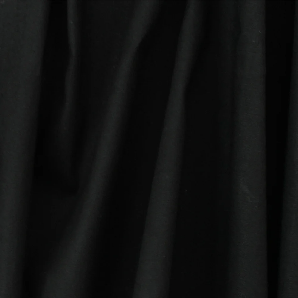 Dark Black Solid Cotton Spandex Broadcloth Woven Fabric - Image 2